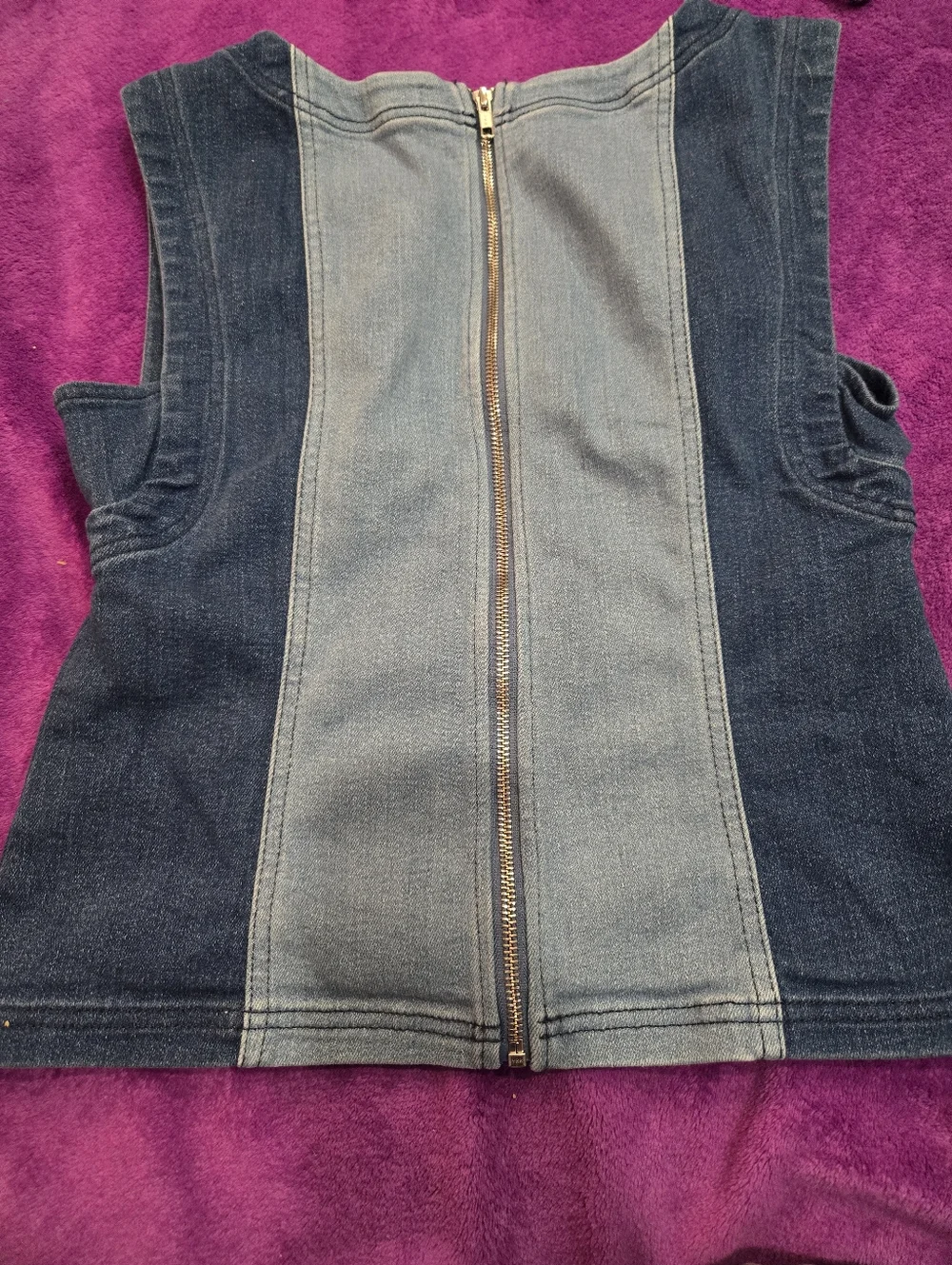 Pilcro Multitone Denim Sleveless Two Tone Top Large Euc - Picture 5 of 6